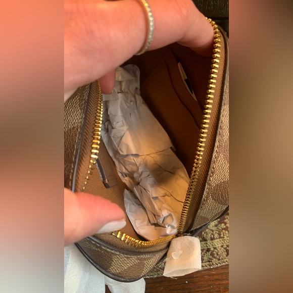 Authentic COACH Signature Coated canvas /smooth leather zip top crossbody - Picture 5 of 9